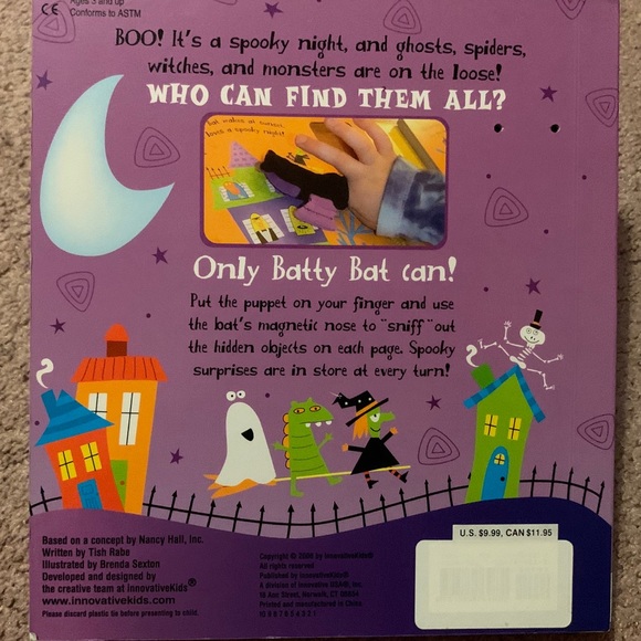 Bat Finger Puppet Magnet Halloween Hardcover Book - Picture 5 of 7